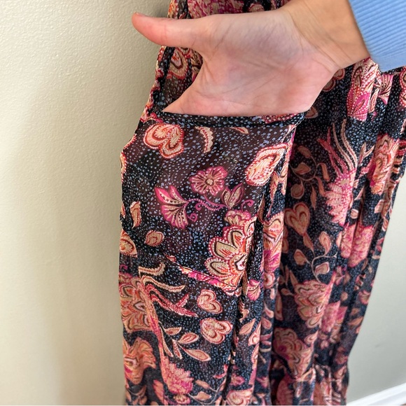 MISA Los Angeles‎ Azura Flutter-Sleeve Floral Midi Dress medium floral pink blue - Picture 8 of 16